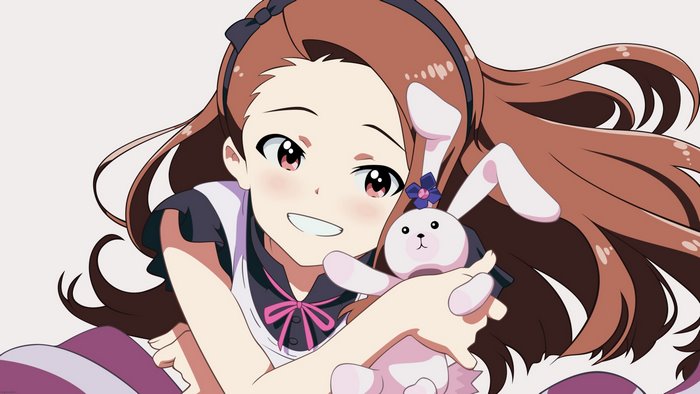 Iori Minase holding a plush bunny