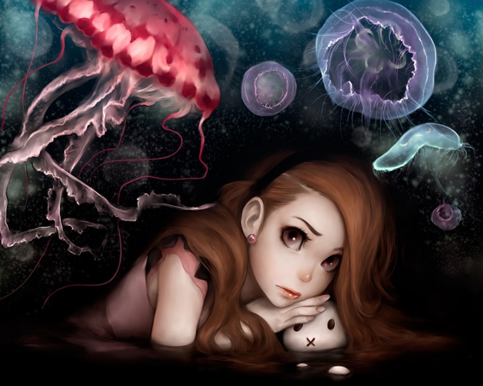 Girl with jellyfish