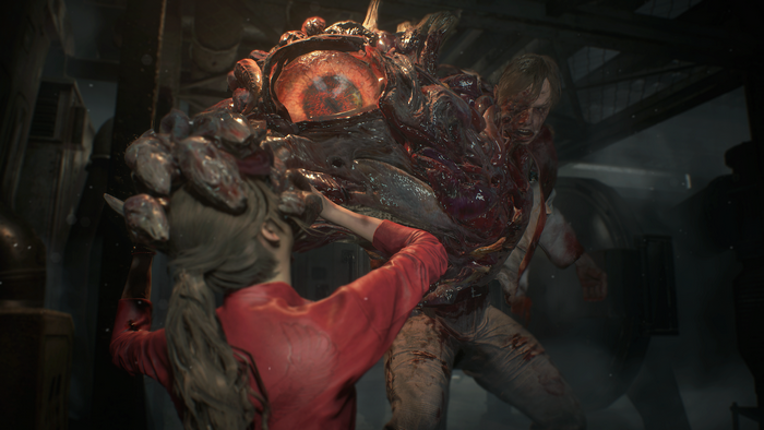 Claire Redfield fighting a monster
