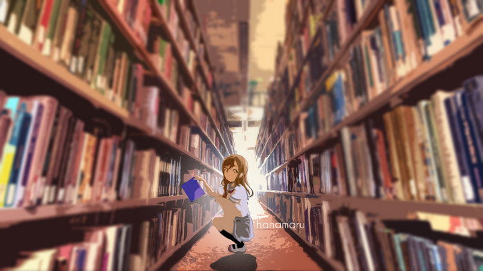 Hanamaru Kunikida in a Library