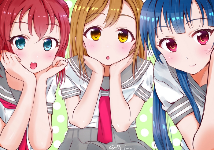Hanamaru Kunikida and friends in school uniforms
