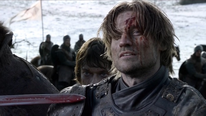Jaime Lannister and Theon Greyjoy in battle