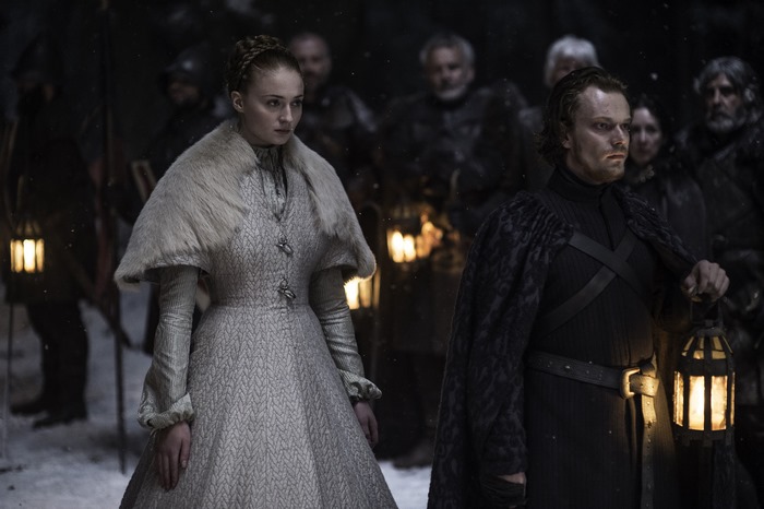 Sansa Stark and Theon Greyjoy in Winterfell