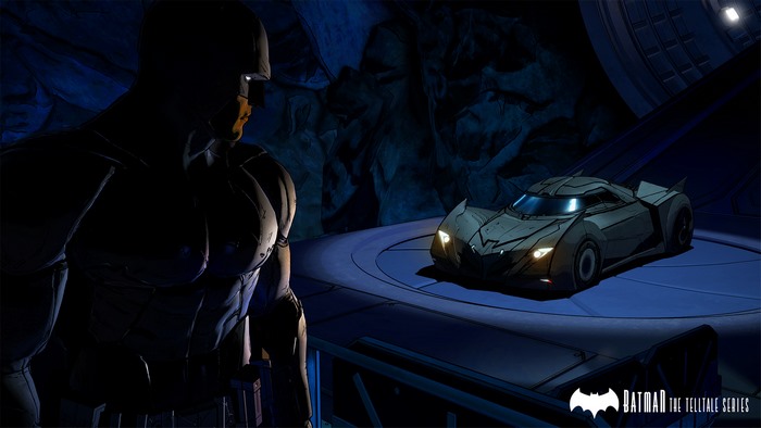 Batman from Batman: The Telltale Series with Batmobile