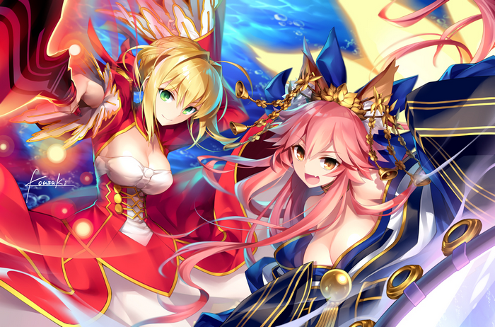 Red Saber and Tamamo no Mae from Fate