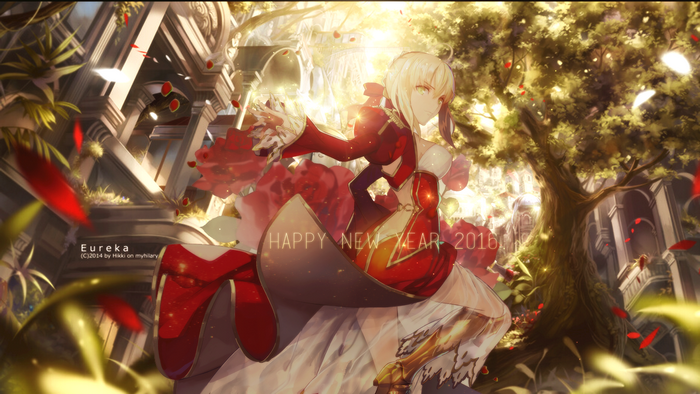 Red Saber from Fate/stay night Happy New Year 2016