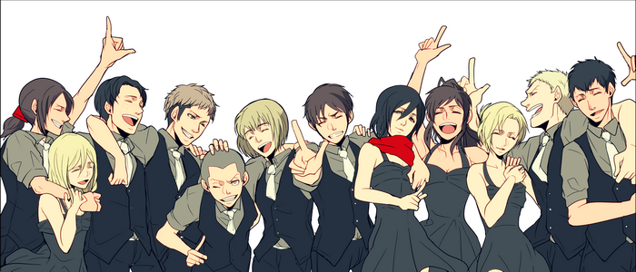 Attack on Titan characters in formal wear