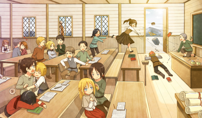 Children in a classroom, Attack on Titan