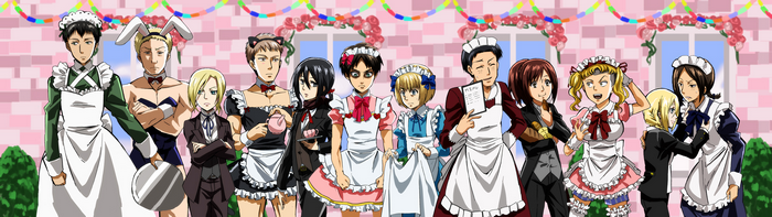 Attack on Titan characters in maid outfits