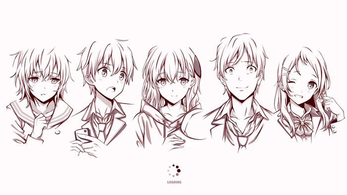 5 anime characters in school uniforms