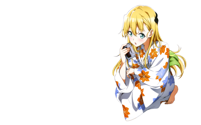 Karen Tendou in Yukata Holding a Phone