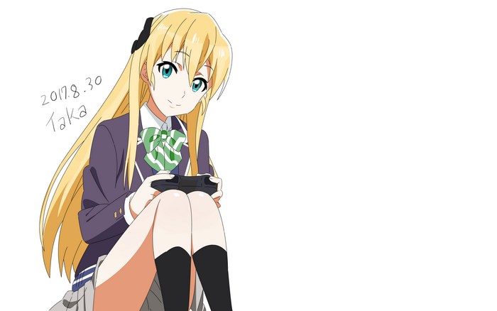 Karen Tendou playing a handheld game console