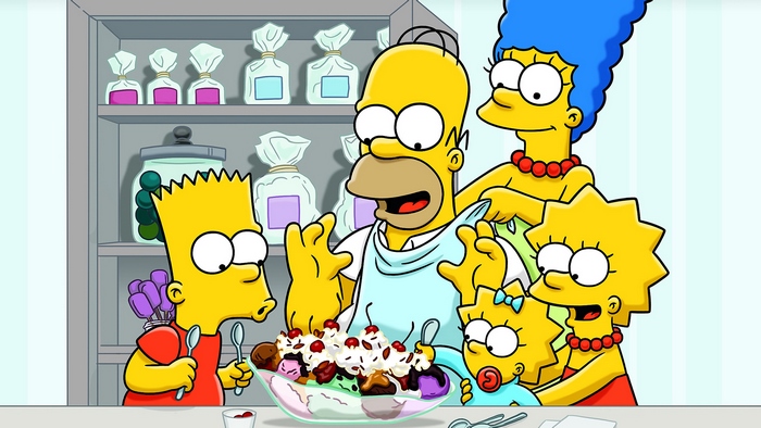 The Simpsons Family Eating Ice Cream Sundae