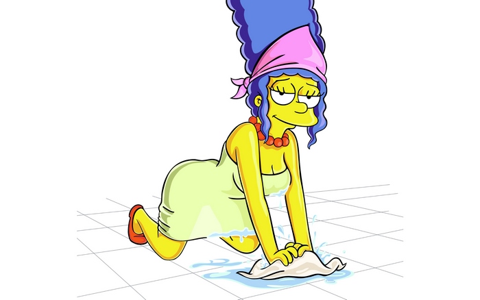 Marge Simpson cleaning the floor