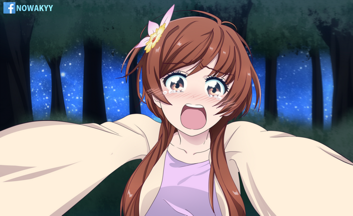 Marika Tachibana crying in a forest at night