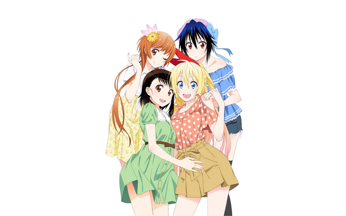 Chika, Chitoge, Marika, and Onodera from Nisekoi
