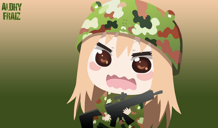 Umaru Doma in Military Uniform with Rifle