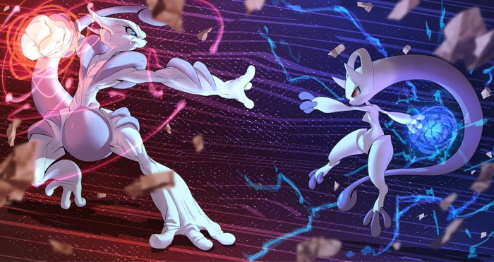 Mewtwo from Pokémon clashing