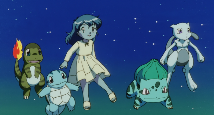 Mewtwo and Pokémon with a girl