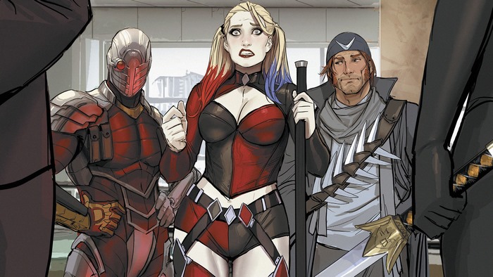 Deadshot, Harley Quinn, and Captain Boomerang from Suicide Squad