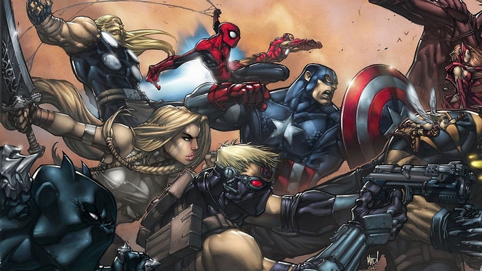 Marvel Comics characters fighting