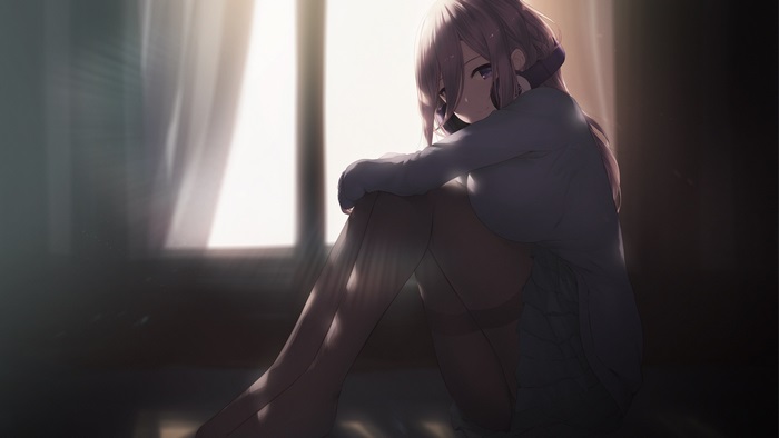 Thoughtful Miku Nakano Sitting by Window in Soft Light