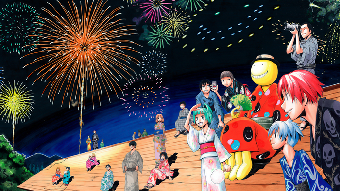 Assassination Classroom characters watching fireworks