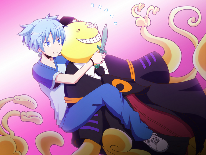 Nagisa Shiota and Koro-sensei from Assassination Classroom