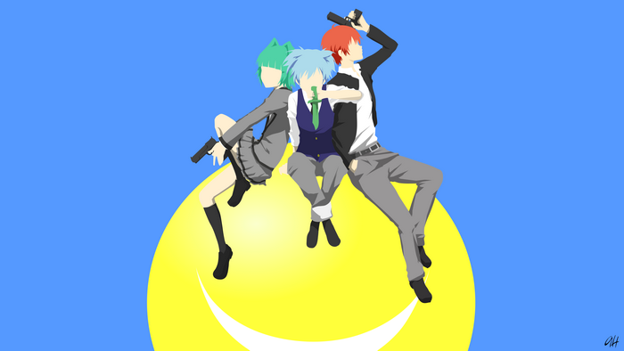 Assassination Classroom characters on a smiley face