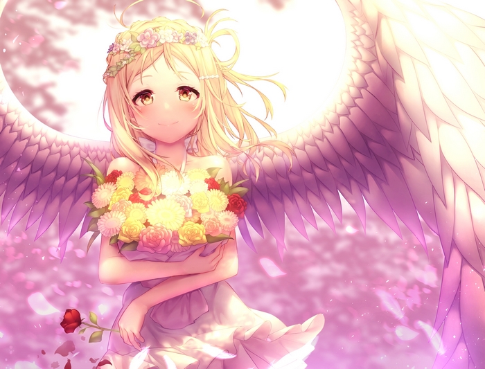 Mari Ohara Angel Holding Flowers