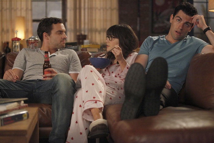 New Girl: Nick, Jess, and Schmidt on Couch