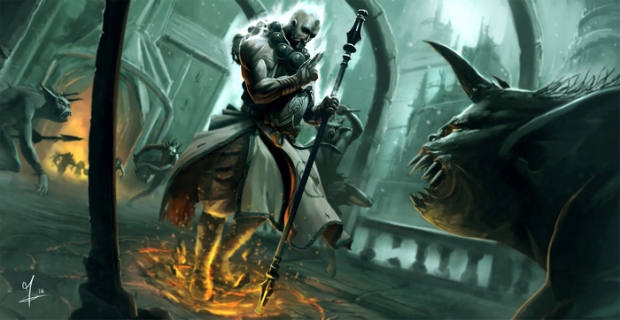 Monk from Diablo III fighting monsters