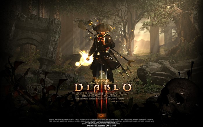 Monk from Diablo III in a forest
