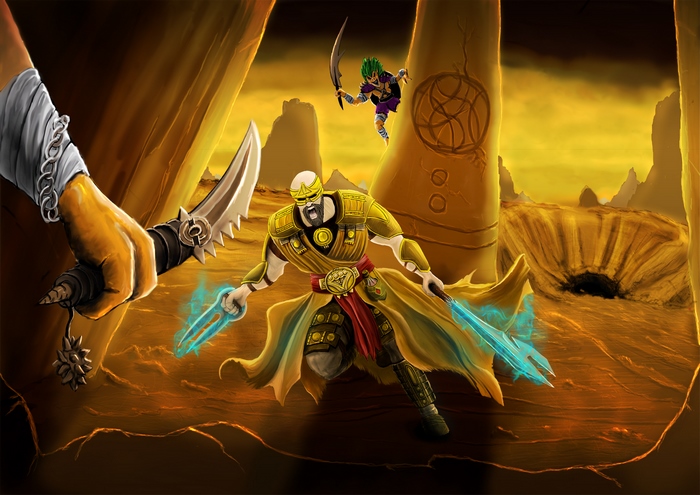 Monk from Diablo III in a desert landscape
