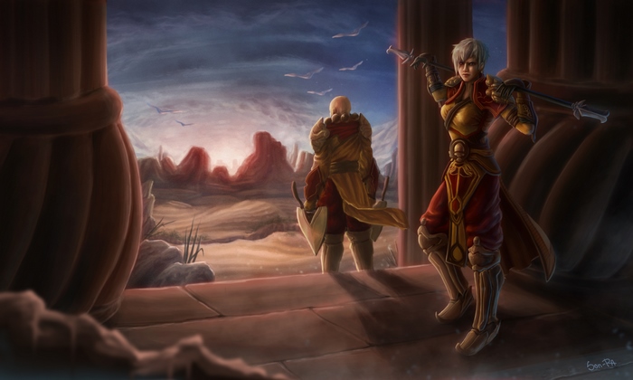 Monk from Diablo III in a desert landscape
