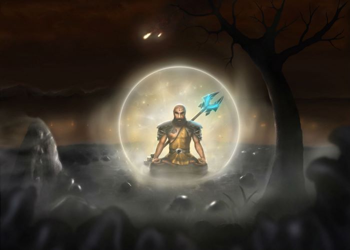Monk from Diablo III meditating in a bubble