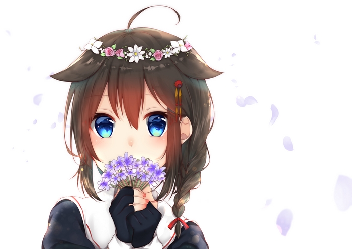 Shigure from Kancolle holding flowers