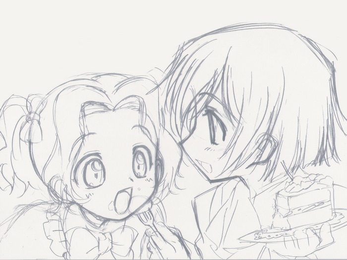Nunnally Lamperouge from Code Geass eating cake