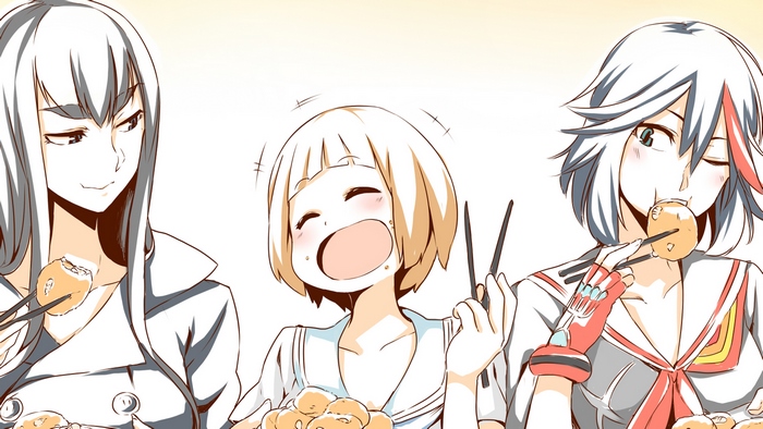 Satsuki Kiryuin and friends eating food