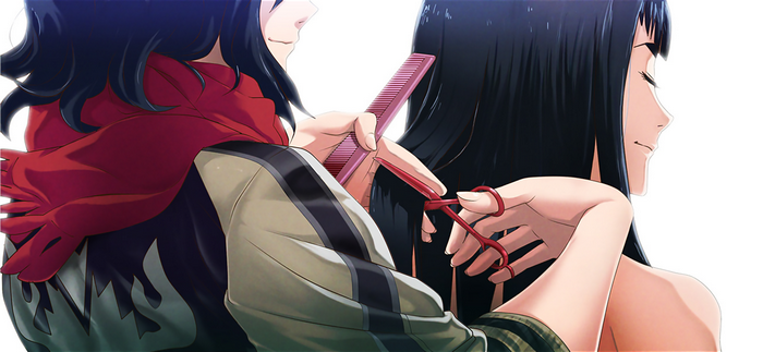 Satsuki Kiryuin cutting hair