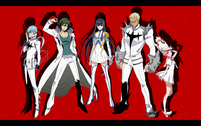 Kill la Kill characters standing against a red background