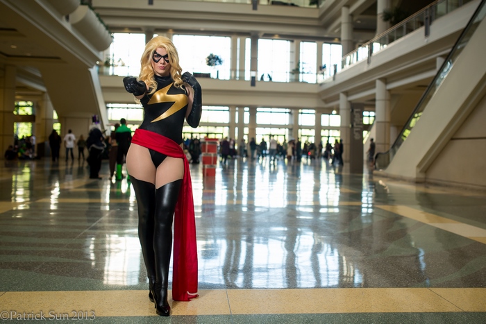 Ms. Marvel cosplay in convention center