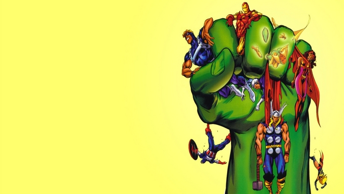 Marvel Superheroes on The Hulk's Fist