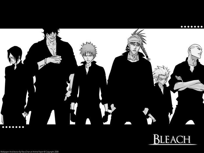 Bleach characters in black and white