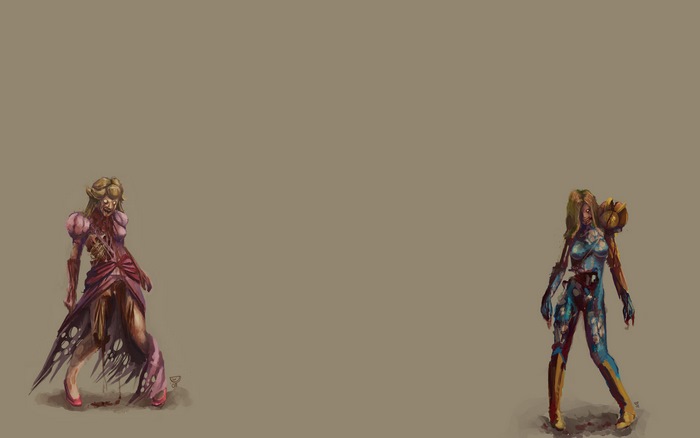 Zombie Princess Peach and Samus Aran