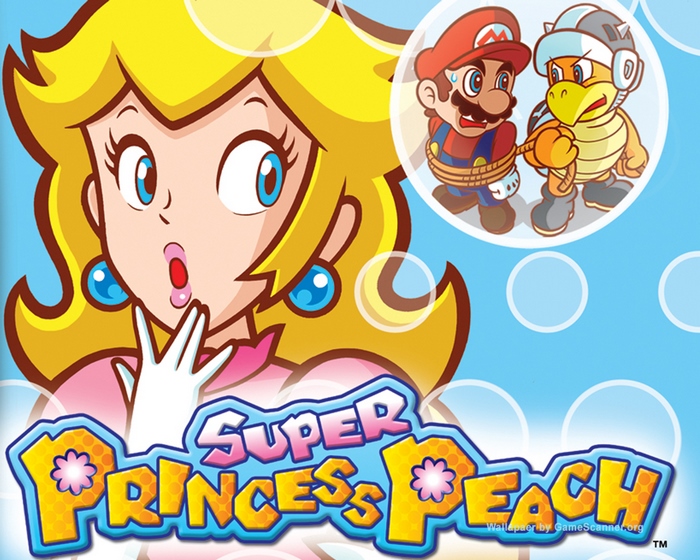 Super Princess Peach game art with Mario and a Koopa Paratroopa