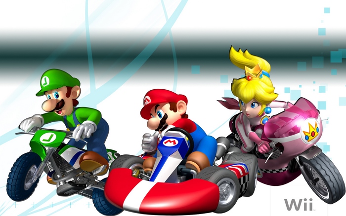 Mario, Luigi, and Princess Peach from Mario Kart Wii