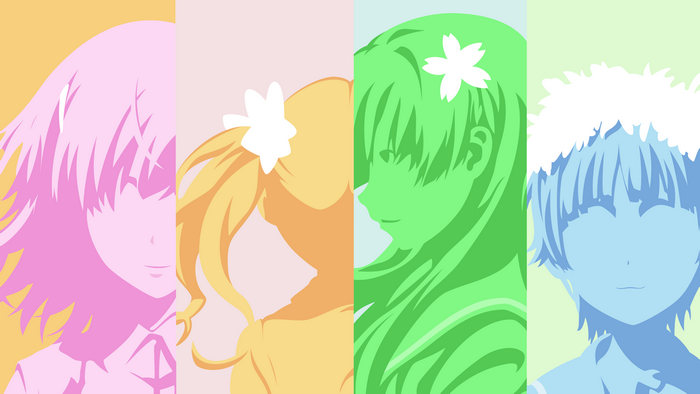 Four anime girls in silhouette