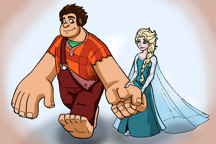 Ralph and Elsa holding hands