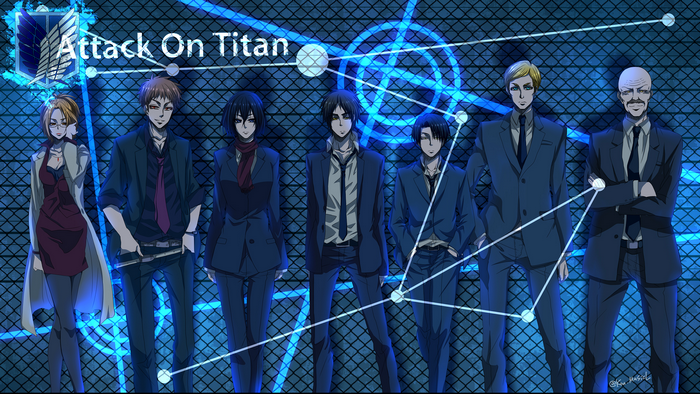 Attack On Titan characters in suits
